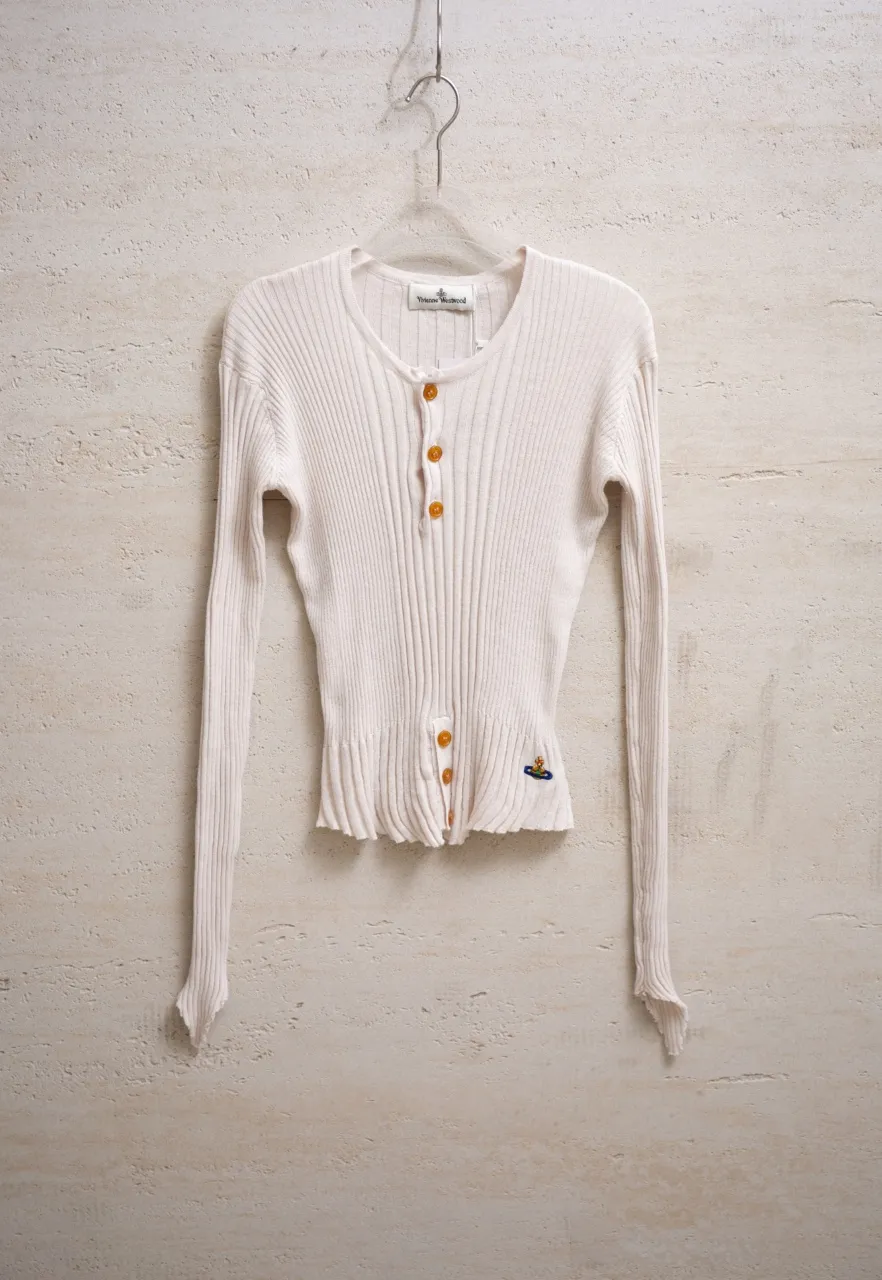 vivienne west wood saturn embroidered round neck buttoned sweater slim fit M L 2 sizes